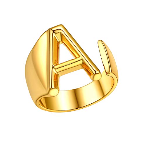 FindChic Alphabet Ring A Herren Damen Buchstabe Ring Goldener Offener Fingerring Anfangsbuchstabe Ring Namensring Partnerring von FindChic