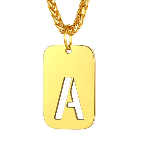 FindChic Armee Erkennungsmarken Halskette Dog Tag Alphabet A Kette Goldener Kettenanhänger mit Namen Gravur für Ehemann Herren von FindChic