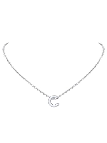 FindChic Kette mit Buchstaben Damen D Kette Buchstabenketten Silber D Anhänger Freundschaftskette Mini Anfangsbuchstaben Kette Initial Necklace für Mädchen Mama Freundin von FindChic