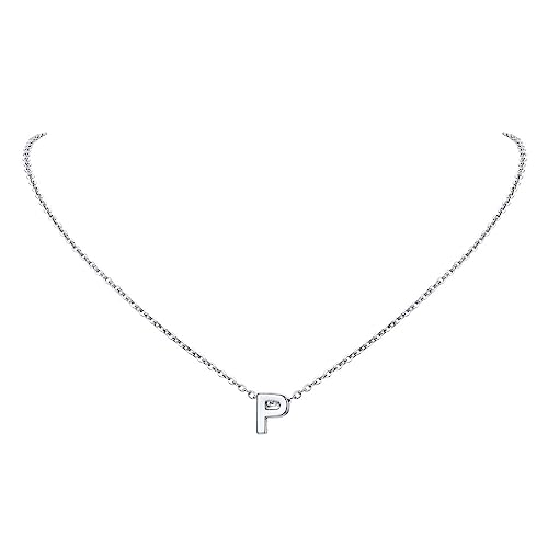 FindChic Kette P Damen Buchstaben Kette Silber Alphabet Anhänger Mädchen Initial Necklace Mini Anfangsbuchstaben Kette aus Edelstahl Geschenk für Muttertag Weihnachten Geburtstag von FindChic