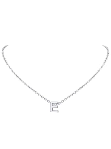 FindChic Kette mit Buchstaben E Kette Silber Damen Initialen Kette Mini Anfangsbuchstaben Anhänger Edelstahl Initial Necklace für Mädchen Mama Freundin Familien von FindChic