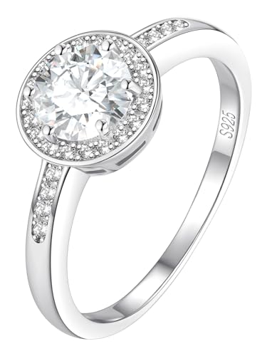 FindChic CZ Verlobungsring für Frauen 925 Sterling Silber Ehering rhodiniert Zirkonia Solitärring Kristall Schmuck 57 von FindChic