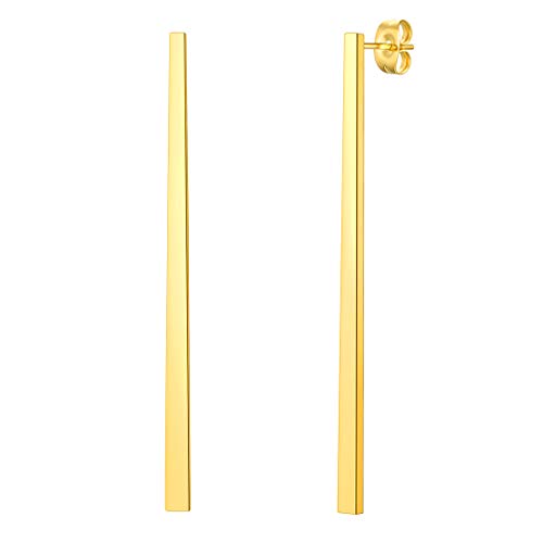 FindChic Ohrringe Gold Damen Ohrstecker Edelstahl Stab-Ohrringe long Bar Earrings minimalistischer lang Hängeohrringe Unisex Statement Ohrschmuck für Freundin Mama von FindChic