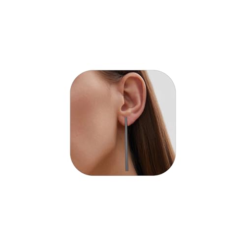FindChic Ohrringe Schwarz Damen Ohrstecker mit langem Stab Edelathl Coole Hängeohrringe lang Bar Earrings minimalistischer Ohrschmuck für Freundin Mama Mädchen von FindChic