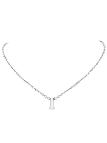 FindChic Kette mit Buchstaben I Kette Silber Damen Initialen Kette Kleines Anfangsbuchstaben Anhänger Edelstahlkette Alphabet Necklace für Mädchen Mama Freundin Familien von FindChic