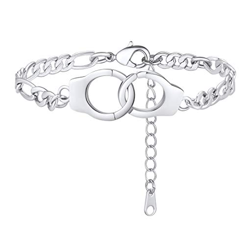 FindChic Damen Fußkette Armskette mmit Handschnellen Anhänger Charm Figaro Fußkettchen mit Handschnellen Anhänger von FindChic