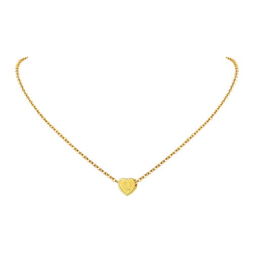 FindChic Damen Goldkette mit Buchstabe L Anhänger Herzkette für Lieblingsmensch Ehefrau Freundin Tochter von FindChic