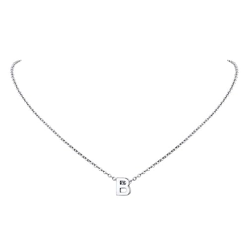 FindChic Damen Kette mit Buchstabe B Anhänger Mädchen Silber Alphabet Kette aus Edelstahl von FindChic