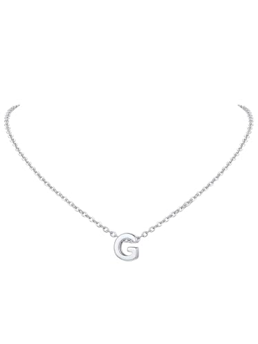 FindChic Buchstaben Kette Silber G Kette Damen Initialen Kette Mini Alphabet Anhänger Glücksbringer Kette Modeschmuck für Sie Mädchen Mama Freundin Familien von FindChic