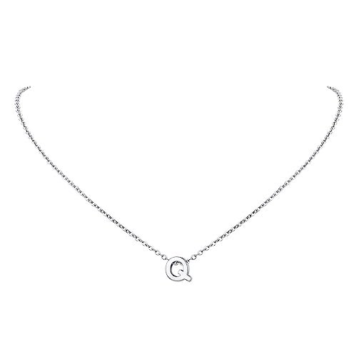 FindChic Damen Kette mit Q Buchstabe Anhänger Mädchen Silber Alphabet Kette aus Edelstahl von FindChic