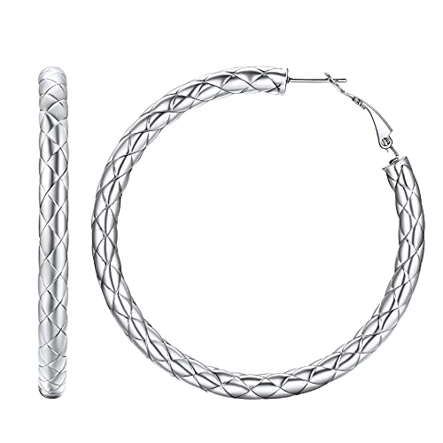 FindChic Damen Männer Ohrstecker Punk Creolen Ohrstecker in Durchmesser 40mm Edelstahl Huggie Hoop Ohrringe Glänzend Poliert Ohrschmuck für Geburtstag Alltag von FindChic