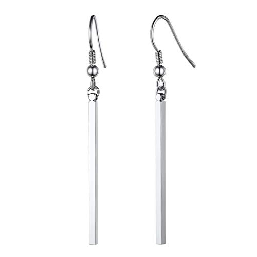 FindChic Damen Ohrschmuck Weiß lang Bar Ohrringe minimalistischer Ohrschmuck für Frauen Ehefrau Freundin von FindChic