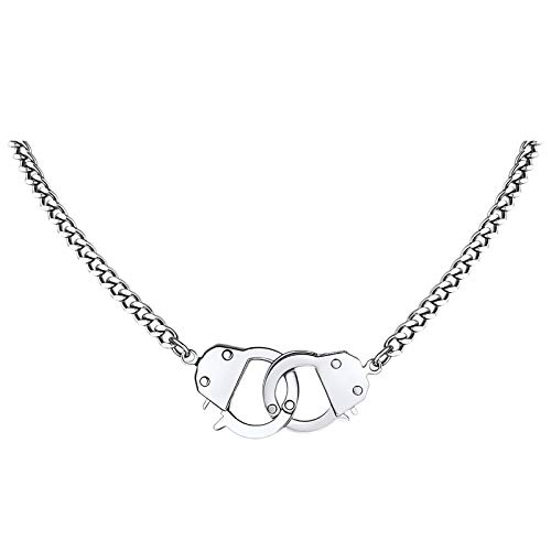 FindChic Damen Panzerkette mit Handschnellen Anhänger Handschellen Statement Kette mit Geschenkebox für Weihnachten Geburtstag… von FindChic