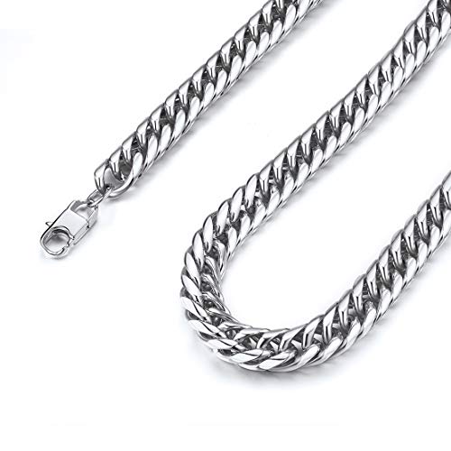 FindChic Edelstahl 12mm breit 55cm lang Herren Panzerkette Cuban Collier für Freunden Männer Jungen von FindChic