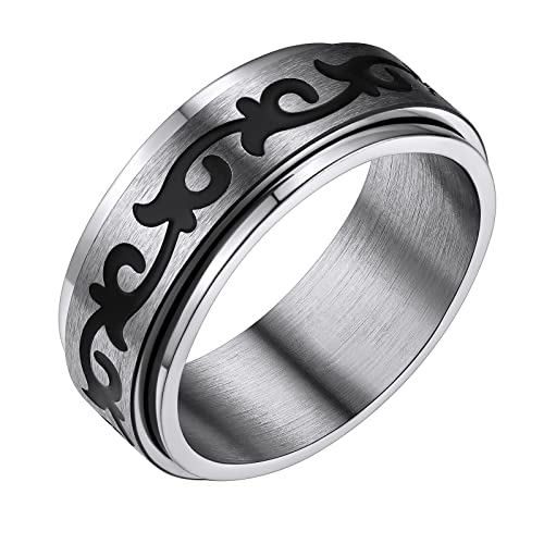 FindChic Edelstahl Bandring für damen herren Spinner Fingerring mit RattenKeltischer Knot Mond Bandring drehbarer Meditationsring für Freunden Ehemann von FindChic