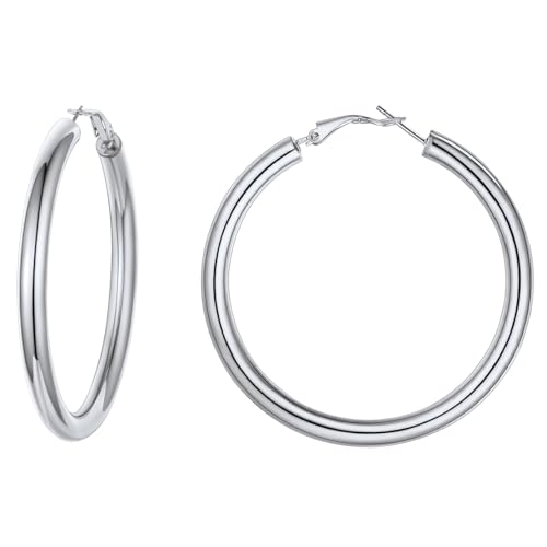 FindChic Creolen Edelstahl Damen 60mm Creolen Hoop Ohrringe Damen Runde Kreis Kreolen Helix Ohr Piercing für Freunden Freundin Mutter von FindChic