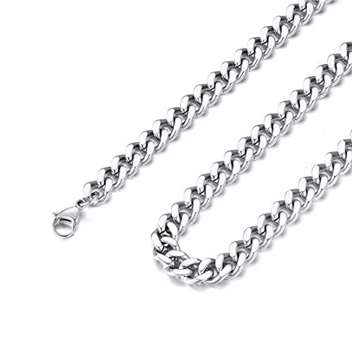 FindChic Edelstahl Cuban Link 9mm breit Damen Halskette 35cm lang Massive Panzerkette von FindChic