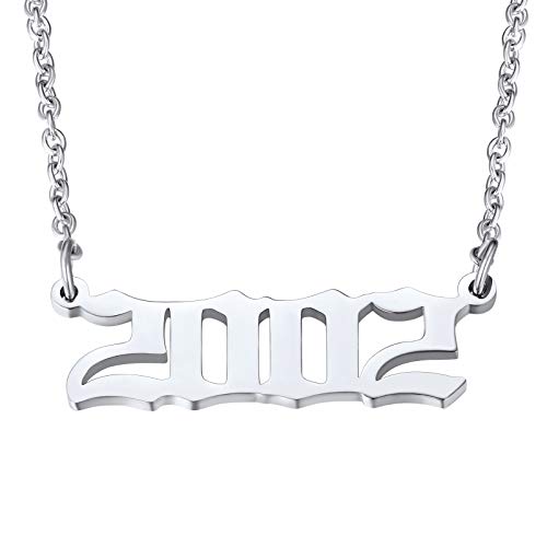 FindChic Edelstahl Damen Herren Kette mit Geburtsjahr 2002 Anhänger Poliert Nummer Jahrskette Charm Kette zum Gedächtnisgeburtsdatum für Freundin Freunden Tochter FindChic Edelstahl Damen Herren Kette mit Geburtsjahr 2002 Anhänger Poliert Nummer Jahrskette Charm Kette zum Gedächtnisgeburtsdatum für Freundin Freunden Tochter von FindChic