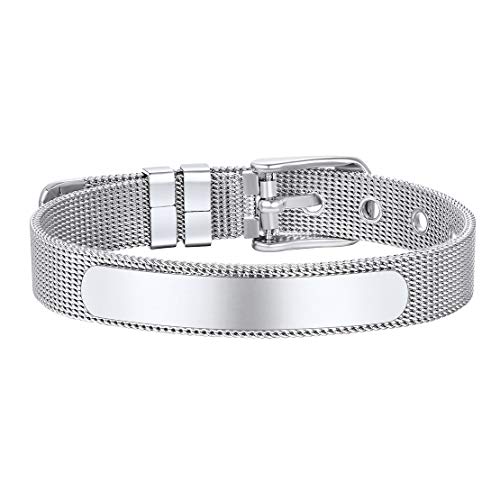 FindChic Edelstahl Herren Armband Damen Einstellbarer Armreif Netzband Armbänder mit kostenlos Schmuckbox für Männer Jungen von FindChic