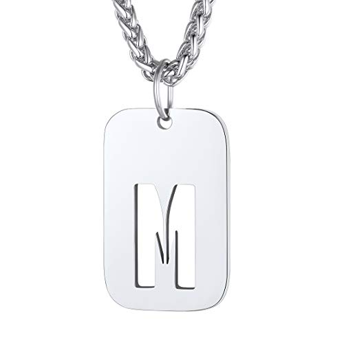 FindChic personalisierter Militärische Erkennungsmarke Buchstabe M Anhänger Armee Stil Dog Tag Kette für Herren Männer von FindChic