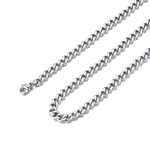 FindChic Edelstahl Panzerkette Herren 5mm Damen Halskette 35cm lang in Silberfarbe mit Kostenlos Geschenkebox für mädchen Frauen von FindChic
