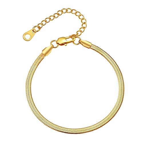 FindChic Edelstahl Schlangen Armband 3mm breit Hip Hop Gliederarmband Vergoldet Handkette Frau mit Geschenkbox für Damen Herren von FindChic