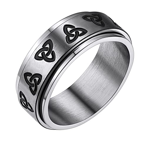 FindChic Edelstahl Zappelring Herren Damen Keltischer Knot Mond Fingerring Fidget Ring drehbarer Meditationsring für Paar Pärchen Eltern von FindChic