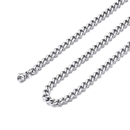 FindChic Edelstahl herrenkette 5mm Panzer Halskette 45cm lang Cuban Kette für Paar Pärchen von FindChic