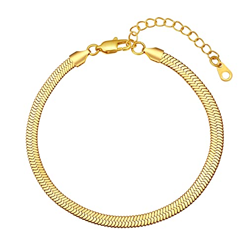 FindChic Fußkette für Damen Mädchen Sommer Strand Schlangenkette Fußkettchen verstellbare Schlangen Fußschmuck 3mm breit Fußband 22cm lang Vergoldet von FindChic