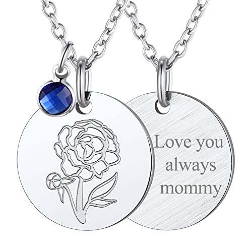 FindChic Geburtsblumen Pfingstrose Kette Edelstahl Personalisierbare Münze Anhänger mit Gravur Damen September Geburtsstein Halskette Verstellbare Länge 45+5cm Silber FindChic Geburtsblumen Pfingstrose Kette Edelstahl Personalisierbare Münze Anhänger mit Gravur Damen September Geburtsstein Halskette Verstellbare Länge 45+5cm Silber von FindChic