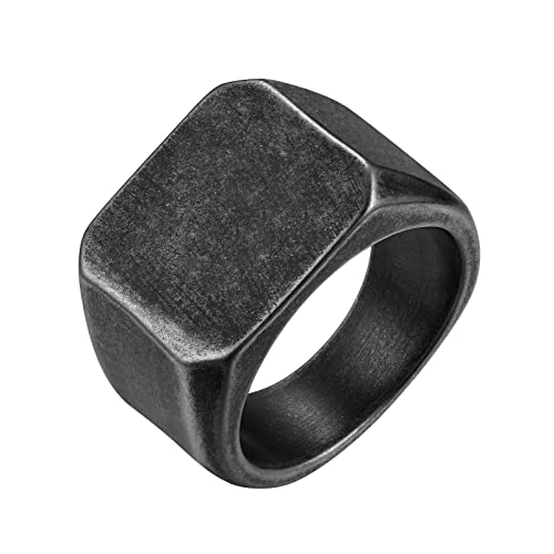 FindChic Glänzend Poliert Siegelring Quadrat Band Ring Personalisierbarer Initialenring 21.25 von FindChic