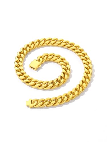 FindChic Goldkette Dick Damen 12MM extrem Breite Panzerkette Edelstahl Statement Kette 45cm Gliederkette Frauen Cuban Link Chain Unisex Halsband Choker Kette von FindChic