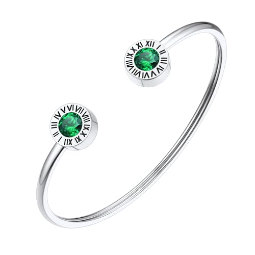 FindChic Grüner Stein Armreif Damen Edlestahl Römische Ziffer Armbänder Geburtsstein Smaragd Armkette Offen Armschmuck für Muttertag Valentinstag Geburtstag Weihnachten FindChic Grüner Stein Armreif Damen Edlestahl Römische Ziffer Armbänder Geburtsstein Smaragd Armkette Offen Armschmuck für Muttertag Valentinstag Geburtstag Weihnachten von FindChic