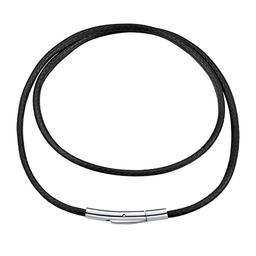 FindChic Halskette Herren geflochten Leder-Band 2MM Halskette für Anhänger Damen Schwarz Choker Kette mit Hebelverschluss 56cm Kautschuk Halsband unisex Geburtsgeschenk von FindChic