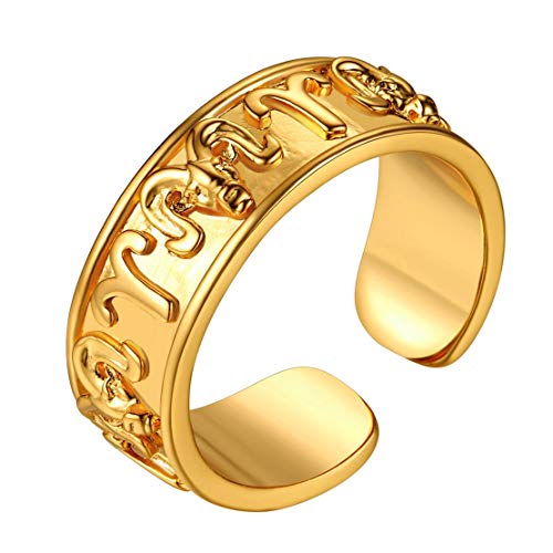 FindChic Herren Goldener Ring mit Sternzeichen Widder Design ，Retro Tierskreis Sternbild Bandring mit Geschenkebox für Herren Damen von FindChic