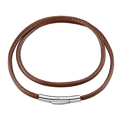 FindChic Herren Halskette Braune Lederkette 3mm mit 316L Edelstahl Hebelverschluss geflochten Leder-Band 41cm lang Kautschuk Halsband ohne Anhänger Geschenkideen für Frauen Jungs FindChic Herren Halskette Braune Lederkette 3mm mit 316L Edelstahl Hebelverschluss geflochten Leder-Band 41cm lang Kautschuk Halsband ohne Anhänger Geschenkideen für Frauen Jungs von FindChic