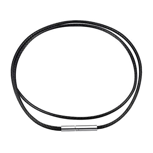 FindChic Herren Halskette Schwarz Lederkette 2mm mit 316L Edelstahl Steckverschluss geflochten Leder-Band 41cm lang Kautschuk Halsband ohne Anhänger Geschenkideen für Frauen Jungs von FindChic
