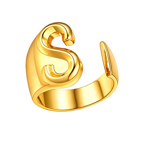 FindChic Initial Alphabet S Ring für Damen Namensring Buchstabering Offener Letter Fingerring mit Geschenkebox von FindChic