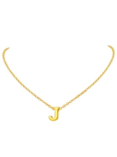 FindChic Initial Buchstabe Kette J Alphabet Anhänger in vergoldet Jahrestaggeschenke von FindChic