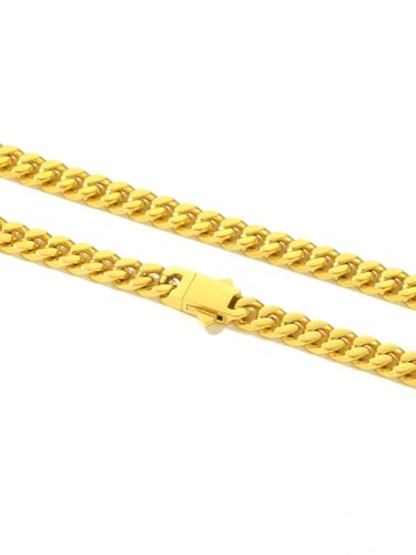 FindChic Kette Gold Damen 5MM Breite Panzerkette Edelstahl Cuban Link Chain 45cm Choker Kette ohne Anhänger Dicke Goldkette Frauen Cuban Link Chain Modeschmuck von FindChic