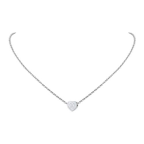 FindChic Mädchen Halskette mit Kleiner Herz Anhänger Buchstabe M Namenskette kostenlos Schmuckbox von FindChic