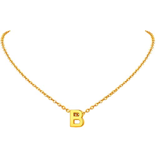 FindChic Damen Mädchen Kette mit B Buchstabe Anhänger Damen vergoldet Alphabet Halskette aus Edelstahl von FindChic