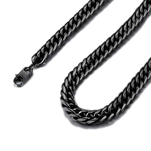 FindChic Massiv Jungen Panzerkette schwarz Herren Partner Kette Cuban Link mit Geschenkebox für Jungen männer von FindChic