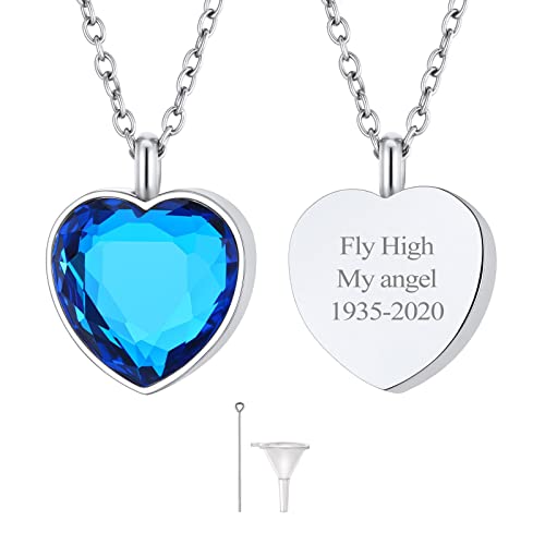 FindChic Memorial Urnen Anhänger Damen Herren Personalisierbare Aschenkette für Menschen Hund Tierhaare Dezember-Geburststein Kette mit Gravur silber von FindChic