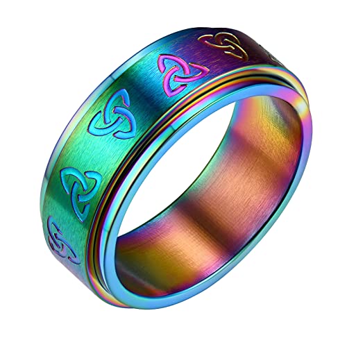 FindChic Mischfarben Bandring für damen herren Spinner Fingerring mit Celtic KnotKeltischer Knot Mond Bandring drehbarer Meditationsring für Freunden Ehemann von FindChic