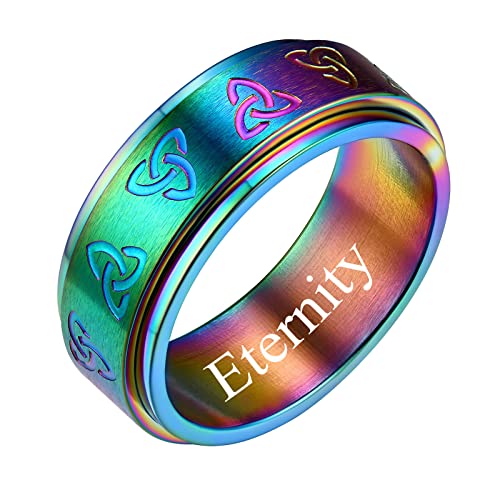 FindChic Mischfarben Bandring für damen herren Spinner Fingerring mit Celtic KnotKeltischer Knot Mond Bandring drehbarer Meditationsring mit Namen Text Gravur von FindChic