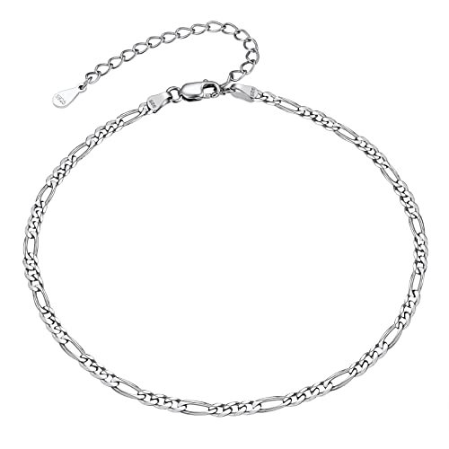 FindChic Mode S925 Sterling Silber Fußkettchen 3mm elegante Figaro Kette Fußkettchen Knöchel Strands Schmuck 22+5cm lang von FindChic