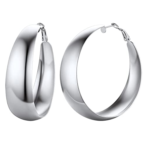 FindChic Ohrringe Edelstahl Creolen Silber Hoop Ohrringe Durchmesser 30mm für Damen und Frauen Runde Ohrstecker Ohrschmuck für Geburtstag Alltag von FindChic