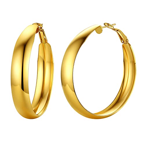 FindChic Ohrringe Gold Creolen klein Hoop Ohrringe für Damen Mädchen 40cm Goldohrringe Hypoallergen Earrings 1 Paar Edelstahl Creolen Stapelbar Helix Piercings Ohr Schmuck von FindChic