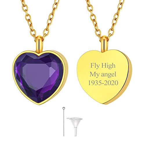FindChic Personalisierbare Urnenhalskette für Asche wasserdicht Memorial Anhänger Herren Damen Edelstahl Februar-Geburststein Kette Herz Erinnerungs Schmuck gold FindChic Personalisierbare Urnenhalskette für Asche wasserdicht Memorial Anhänger Herren Damen Edelstahl Februar-Geburststein Kette Herz Erinnerungs Schmuck gold von FindChic